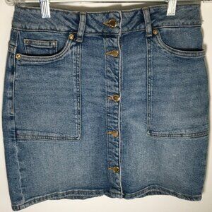 MICHAEL KORS Denim Skirt Button Up Size 4 NWT